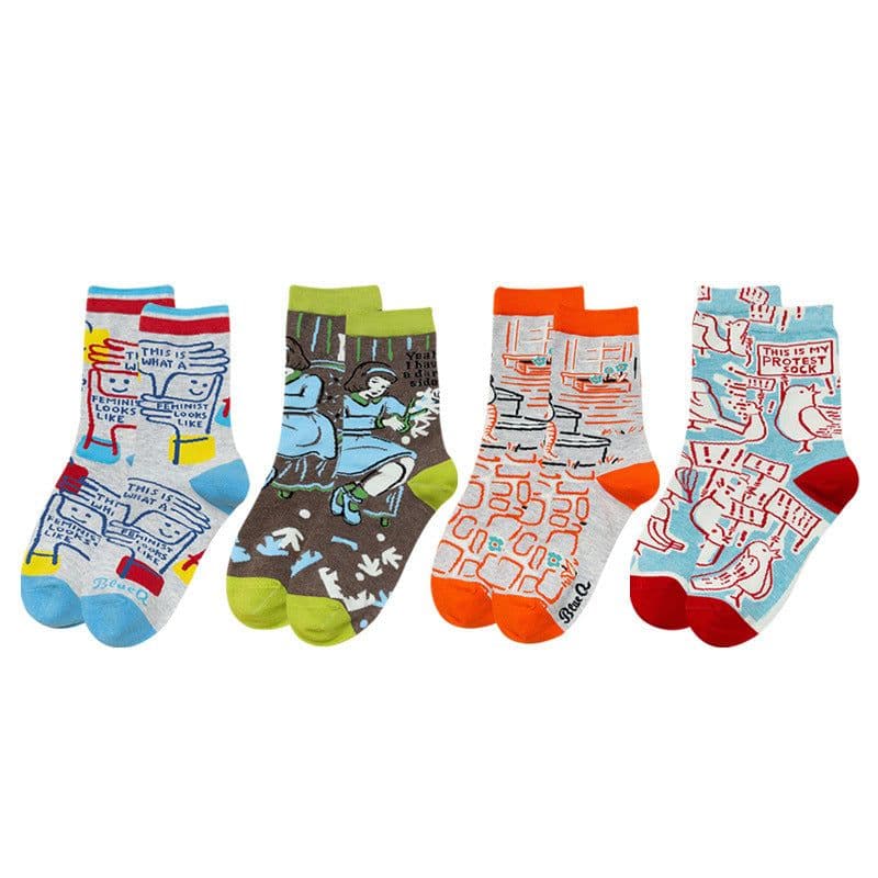 image-Female Socks In Tube Cotton Cute Funny Color Plaid