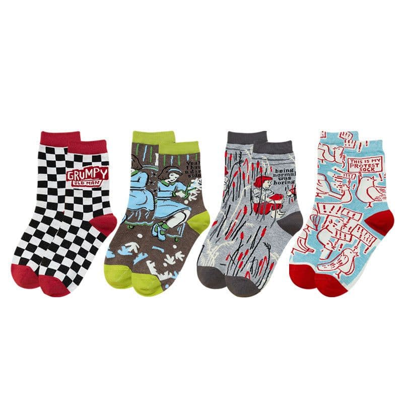 image-Female Socks In Tube Cotton Cute Funny Color Plaid