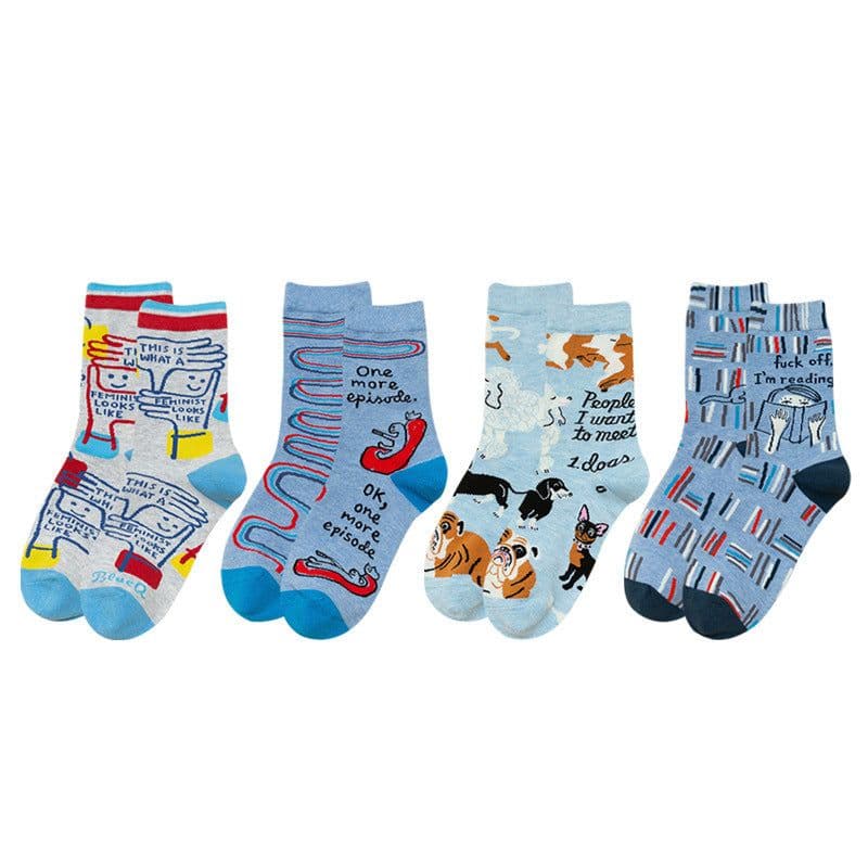 image-Female Socks In Tube Cotton Cute Funny Color Plaid