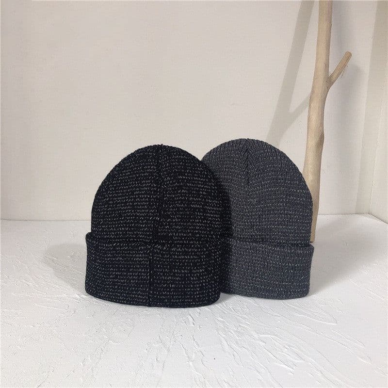 image-Autumn And Winter Hats Men And Women Trendy Reflective Knitted Hats