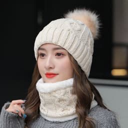 image-Women's Winter Fleece Fashion Hats Two Piece Set