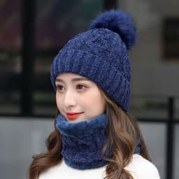 image-Women's Winter Fleece Fashion Hats Two Piece Set