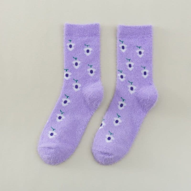 image-Women's Mid-thigh Fruit Socks Plus Velvet Thickening Winter Warm