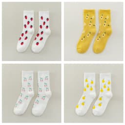 image-Women's Mid-thigh Fruit Socks Plus Velvet Thickening Winter Warm
