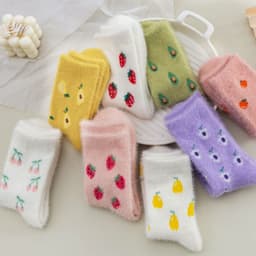 image-Women's Mid-thigh Fruit Socks Plus Velvet Thickening Winter Warm