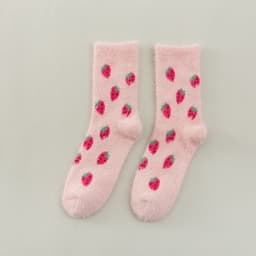 image-Women's Mid-thigh Fruit Socks Plus Velvet Thickening Winter Warm