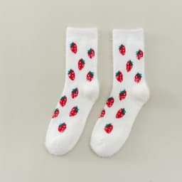 image-Women's Mid-thigh Fruit Socks Plus Velvet Thickening Winter Warm