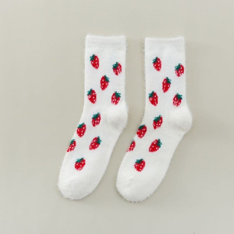 image-Women's Mid-thigh Fruit Socks Plus Velvet Thickening Winter Warm