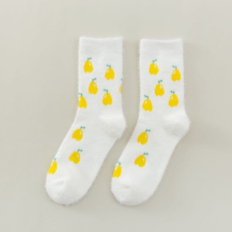 image-Women's Mid-thigh Fruit Socks Plus Velvet Thickening Winter Warm