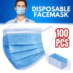 image-100 PC Face Mask Non Medical Surgical Disposable 3Ply Earloop Mouth Cover - Blue