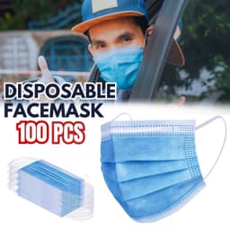 image-100 PC Face Mask Non Medical Surgical Disposable 3Ply Earloop Mouth Cover - Blue