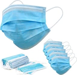 image-100 PC Face Mask Non Medical Surgical Disposable 3Ply Earloop Mouth Cover - Blue