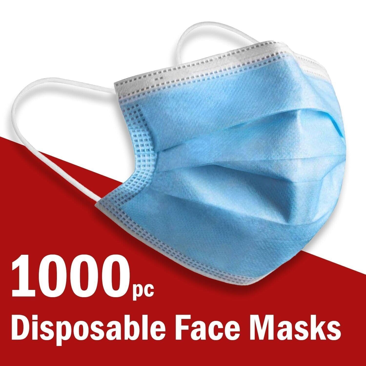 image-1000 Pcs Disposable Face Mask Non Medical Surgical 3-Ply Earloop Mouth Cover USA