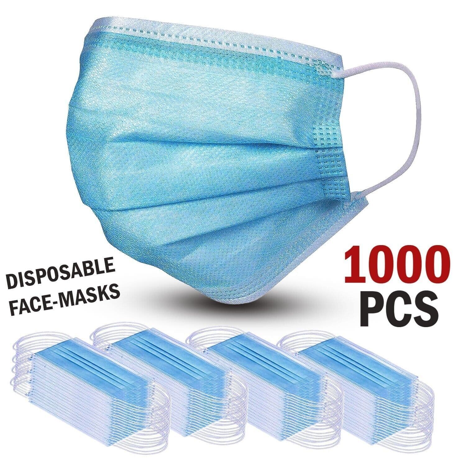 image-1000 Pcs Disposable Face Mask Non Medical Surgical 3-Ply Earloop Mouth Cover USA