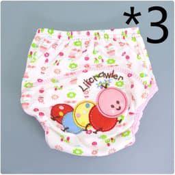 image-Summer Embroidered Baby Cotton Learning Pants Diaper Pocket Waterproof Training Pants Leak-Proof Breathable Bread Pants