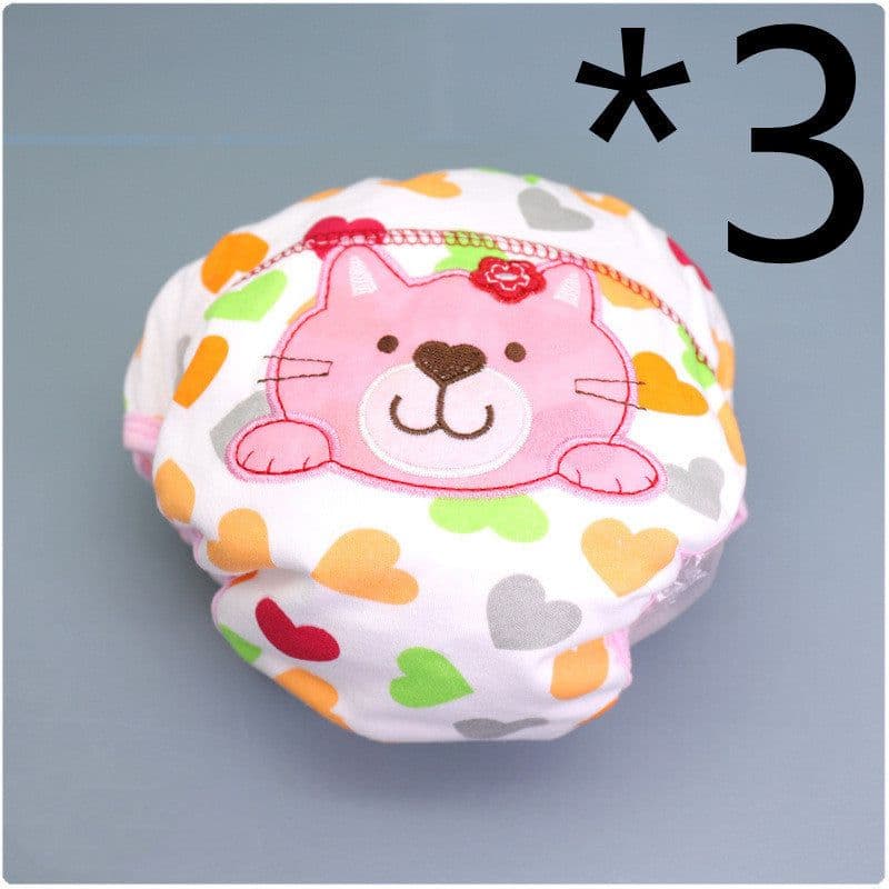 image-Summer Embroidered Baby Cotton Learning Pants Diaper Pocket Waterproof Training Pants Leak-Proof Breathable Bread Pants