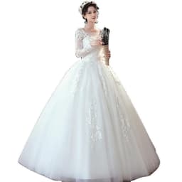 image-Long Sleeve Wedding Dress New Bride Trailing