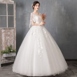 image-Long Sleeve Wedding Dress New Bride Trailing