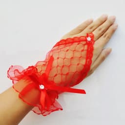 image-Bridal Wedding Gloves Fingerless Lace Gloves Short Yarn Hand Socks Sunscreen