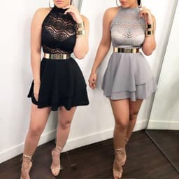 image-European And American Summer Sexy Lace Stitching Skirt