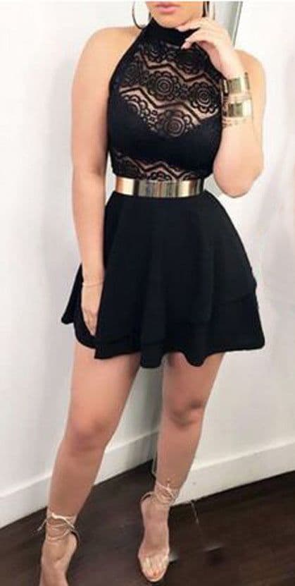 image-European And American Summer Sexy Lace Stitching Skirt
