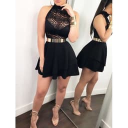 image-European And American Summer Sexy Lace Stitching Skirt