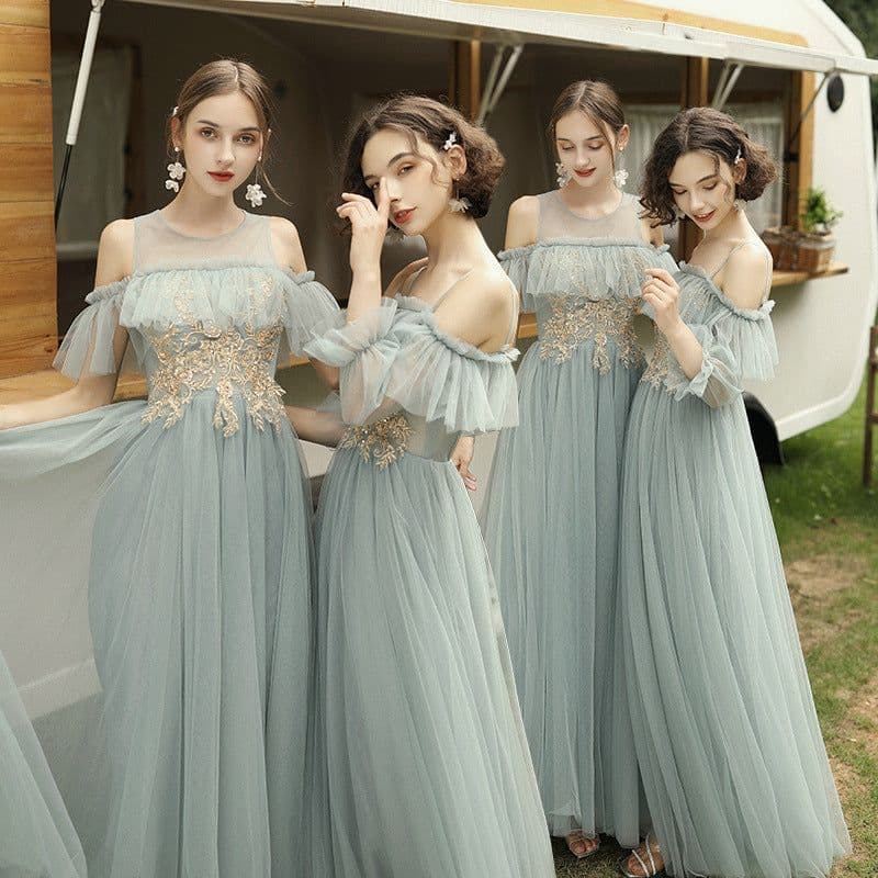 image-Summer Long-Sleeved Meat-Covering Evening Dress