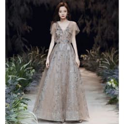 image-Temperament Ladies Long Sexy V-neck Elegant Dress