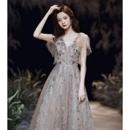 image-Temperament Ladies Long Sexy V-neck Elegant Dress