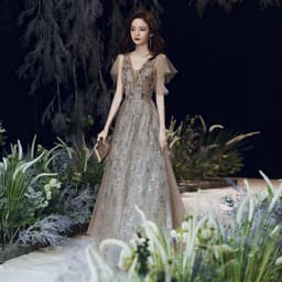 image-Temperament Ladies Long Sexy V-neck Elegant Dress