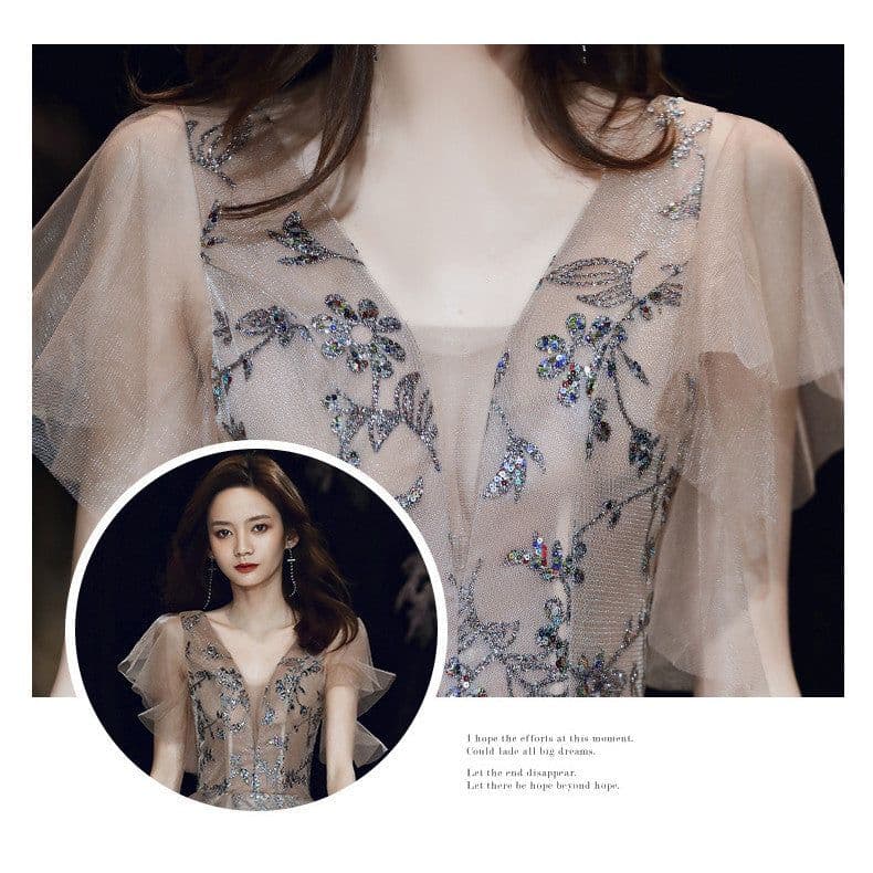 image-Temperament Ladies Long Sexy V-neck Elegant Dress