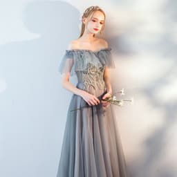 image-The Host's Annual Meeting Banquet Dress Skirt Fairy Air Shoulder Long Dress Female