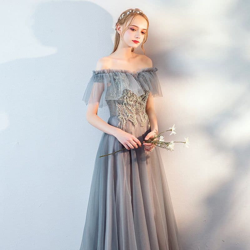 image-The Host's Annual Meeting Banquet Dress Skirt Fairy Air Shoulder Long Dress Female