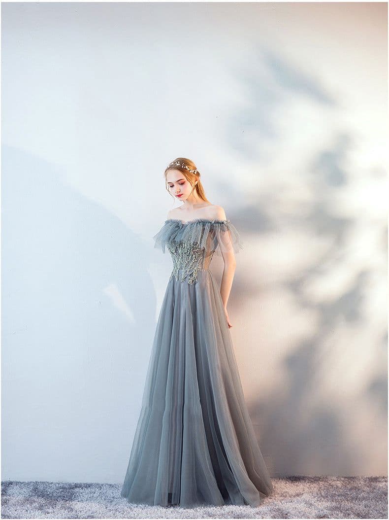 image-The Host's Annual Meeting Banquet Dress Skirt Fairy Air Shoulder Long Dress Female