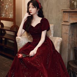 image-Toasting Dress Bridal red New Autumn and Winter Wedding Dress