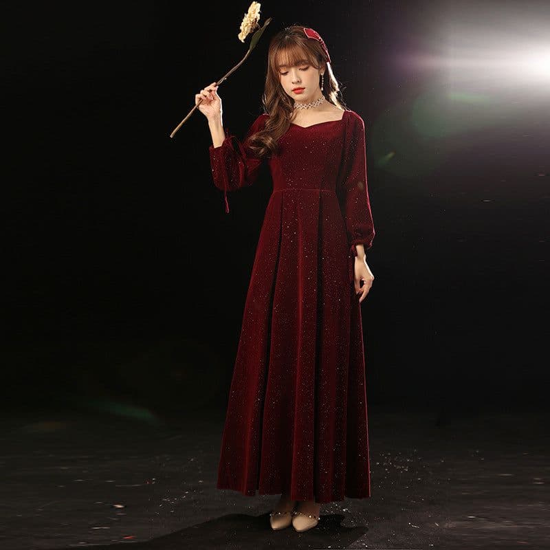 image-Toasting Dress Bridal red New Autumn and Winter Wedding Dress