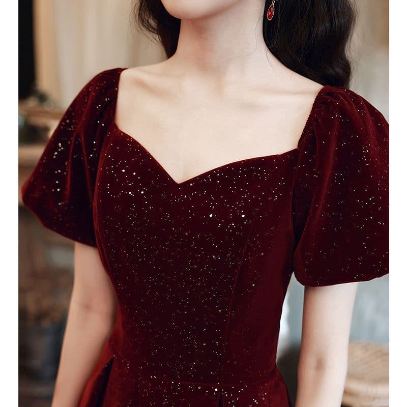 image-Toasting Dress Bridal red New Autumn and Winter Wedding Dress
