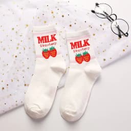 image-Hot Sale Banana Strawberry Milk Milk Mid-tube Cotton Women's Socks Korean Fashion Casual Socks Women's Socks Woman Socks