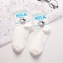 image-Hot Sale Banana Strawberry Milk Milk Mid-tube Cotton Women's Socks Korean Fashion Casual Socks Women's Socks Woman Socks