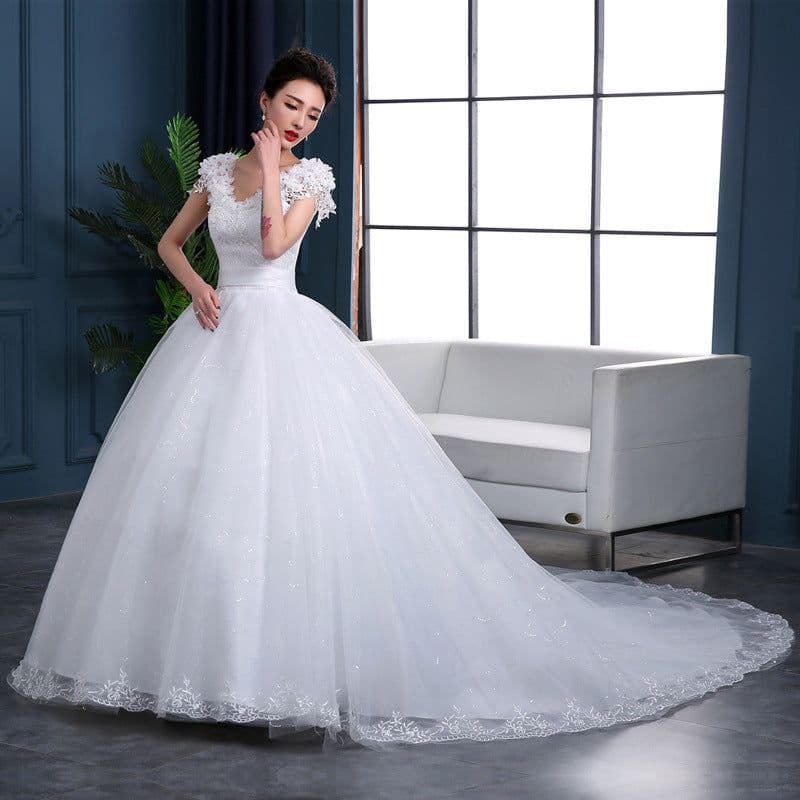 image-Large Trailing Lace Lace Tie Wedding Dress Slim And Slim