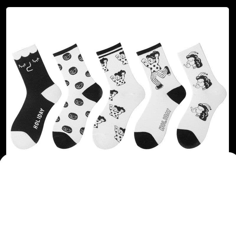 image-Black Socks Female Korean Cute Cartoon Socks