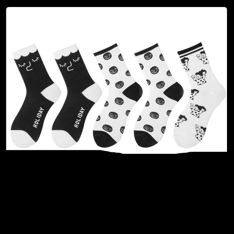 image-Black Socks Female Korean Cute Cartoon Socks