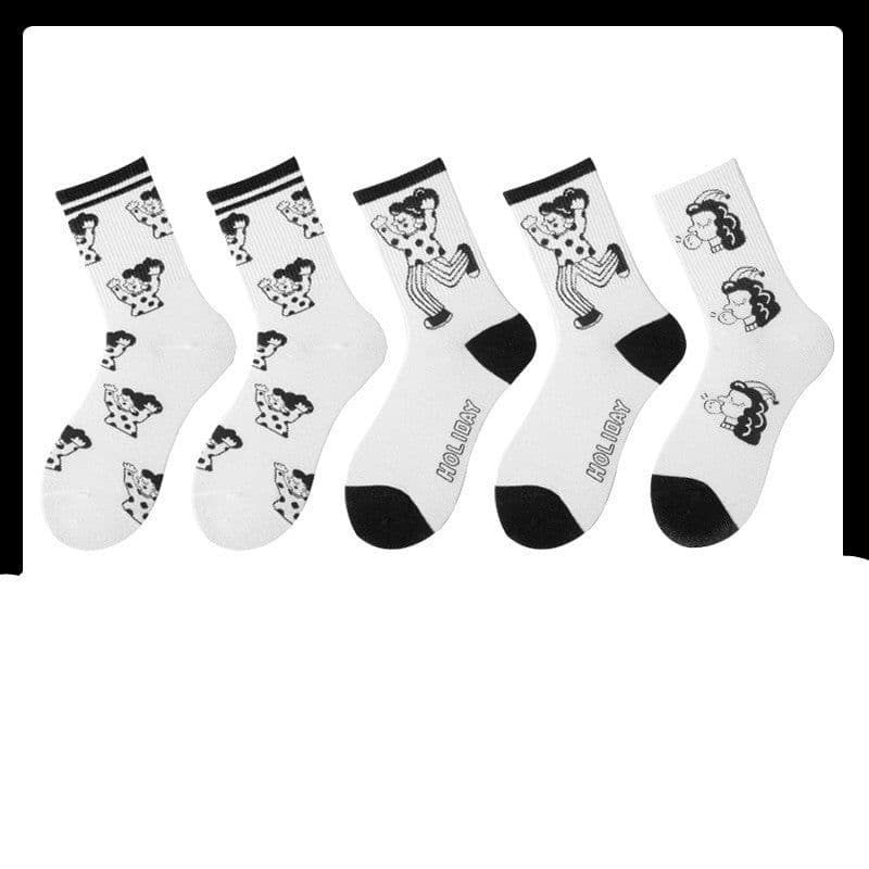 image-Black Socks Female Korean Cute Cartoon Socks