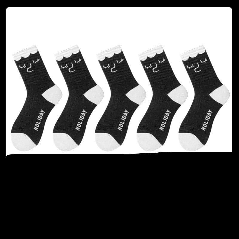 image-Black Socks Female Korean Cute Cartoon Socks