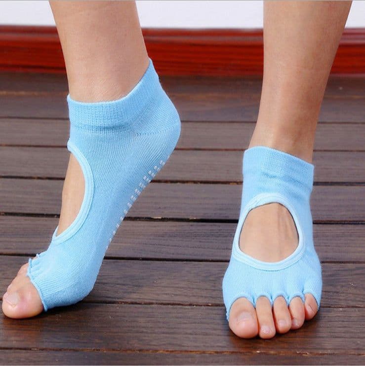 image-Yoga Socks Women Non-Slip Five-Finger Socks Fingerless Backless Ballet Dance Fitness Floor Socks