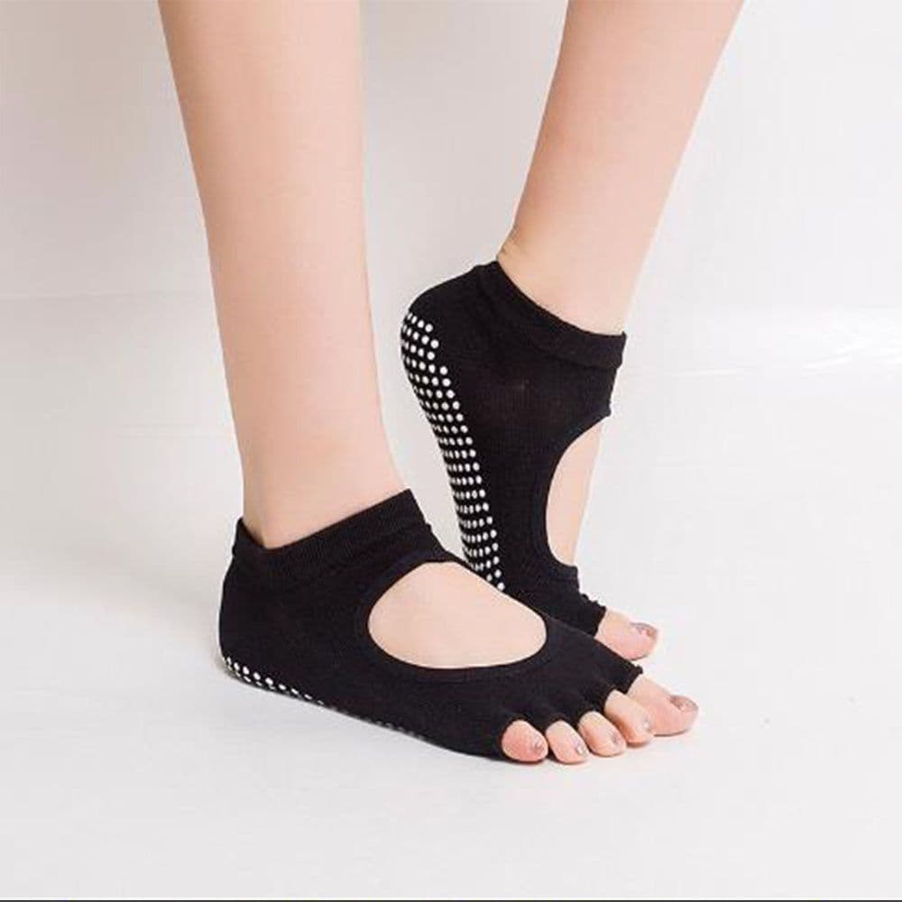 image-Yoga Socks Women Non-Slip Five-Finger Socks Fingerless Backless Ballet Dance Fitness Floor Socks