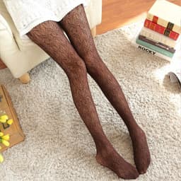 image-Sexy Hollow Lace Jacquard Pantyhose Was Thin Retro