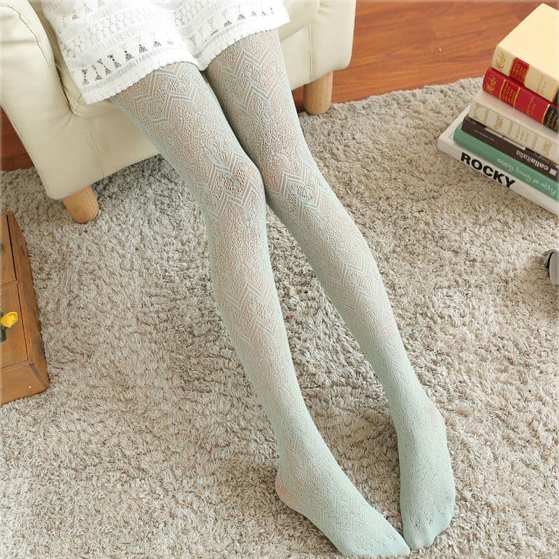 image-Sexy Hollow Lace Jacquard Pantyhose Was Thin Retro