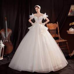 image-Angel''s wedding dress court fashion French bride champagne petals one shoulder wedding dress wholesale 16016