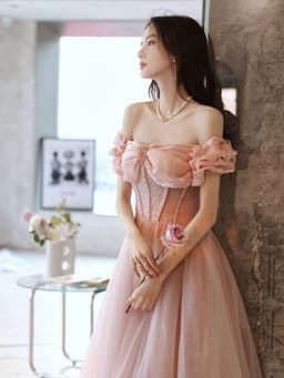 image-One Shoulder Evening Dress Pink Noble Dress